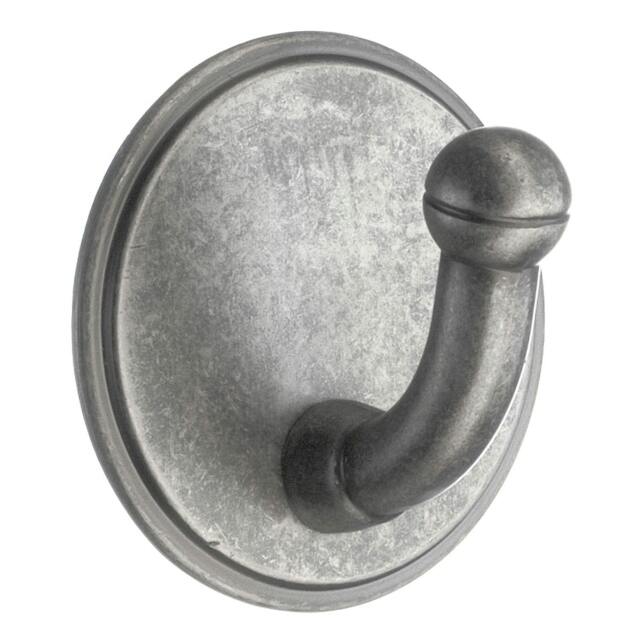 Rackhams Pewter Finish Single Hook (48 x 48mm) Self Adhesive Bathroom Wall Mounted
