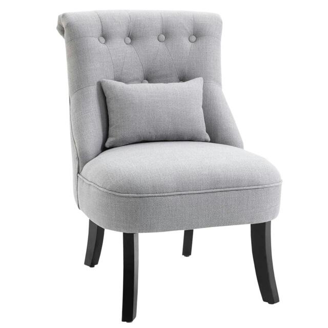 Rackhams Fabric Single Sofa Dining Chair Tub Chair Upholstered W/ Pillow Solid Wood Leg Home Living Room Furniture Grey - image 1