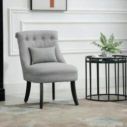 Rackhams Fabric Single Sofa Dining Chair Tub Chair Upholstered W/ Pillow Solid Wood Leg Home Living Room Furniture Grey - thumbnail 2