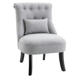 Rackhams Fabric Single Sofa Dining Chair Tub Chair Upholstered W/ Pillow Solid Wood Leg Home Living Room Furniture Grey - thumbnail 1
