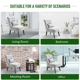 Rackhams Fabric Single Sofa Dining Chair Tub Chair Upholstered W/ Pillow Solid Wood Leg Home Living Room Furniture Grey - thumbnail 5