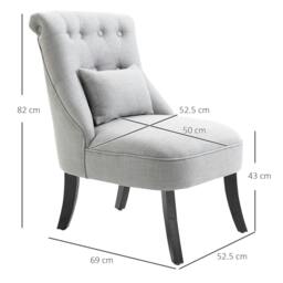 Rackhams Fabric Single Sofa Dining Chair Tub Chair Upholstered W/ Pillow Solid Wood Leg Home Living Room Furniture Grey - thumbnail 3