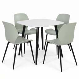 Rackhams Aspen Dining Set - White Square Table & Carnaby Dining Chairs - Black - thumbnail 2