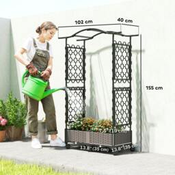 Rackhams Raised Garden Bed with Arch Trellis, Plastic Raised Bed for Garden - thumbnail 3