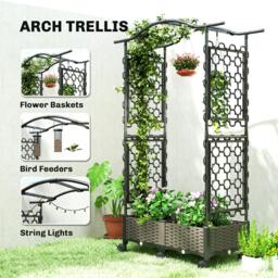 Rackhams Raised Garden Bed with Arch Trellis, Plastic Raised Bed for Garden - thumbnail 4