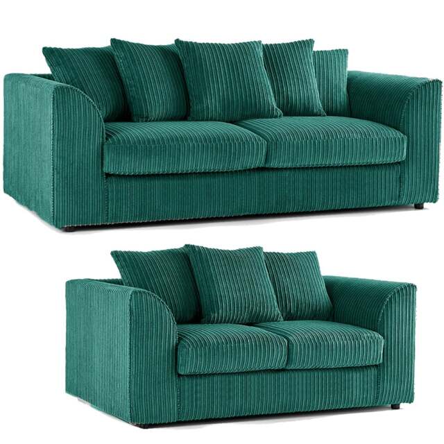 Rackhams Luxor Full Jumbo 3 + 2 Seater Sofa Set - Scatter Back - Teal