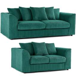Rackhams Luxor Full Jumbo 3 + 2 Seater Sofa Set - Scatter Back - Teal - thumbnail 1