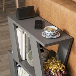 Rackhams Lazena Modern 3-Tier Side Table, Slim Particleboard End Table H55.4cm - Gold Marble Effect - thumbnail 4