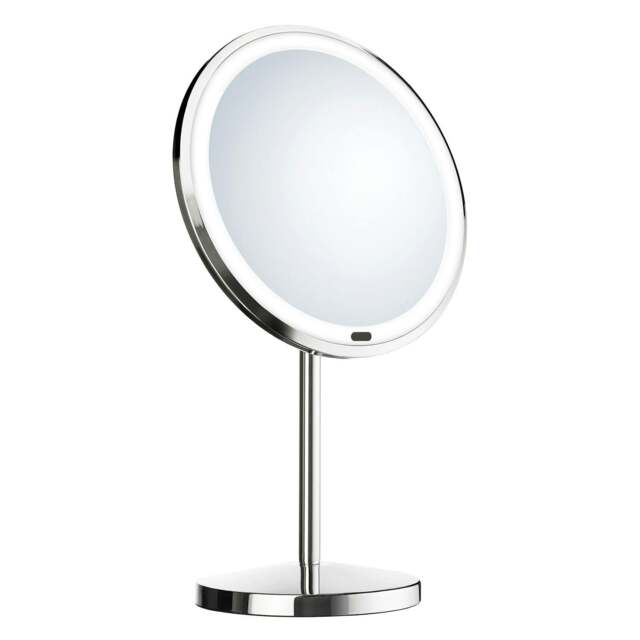 Rackhams Polished Chrome LED Mirror (200mm) Freestanding 7x Magnification Bathroom Makeup or Shaving Mirror - image 1