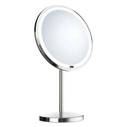 Rackhams Polished Chrome LED Mirror (200mm) Freestanding 7x Magnification Bathroom Makeup or Shaving Mirror