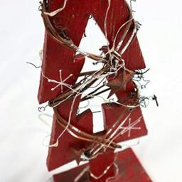Rackhams 30cm Red Tree Wooden LED Tree Tabletop Centrepiece Christmas Holiday Home decoration with 20 Warm white LEDs Green Tree - 30CM - Wood - Red - thumbnail 5