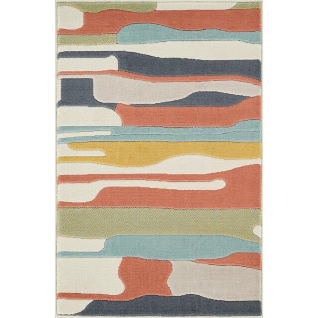 Rackhams City-Modern Orange Yellow Grey Graphic Rug - 60 x 90 cm - image 1