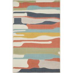 Rackhams City-Modern Orange Yellow Grey Graphic Rug - 60 x 90 cm - thumbnail 1