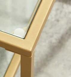 Rackhams Modern Glass Coffee Table with Storage – Gold Steel Frame, Tempered Glass Shelves - thumbnail 6