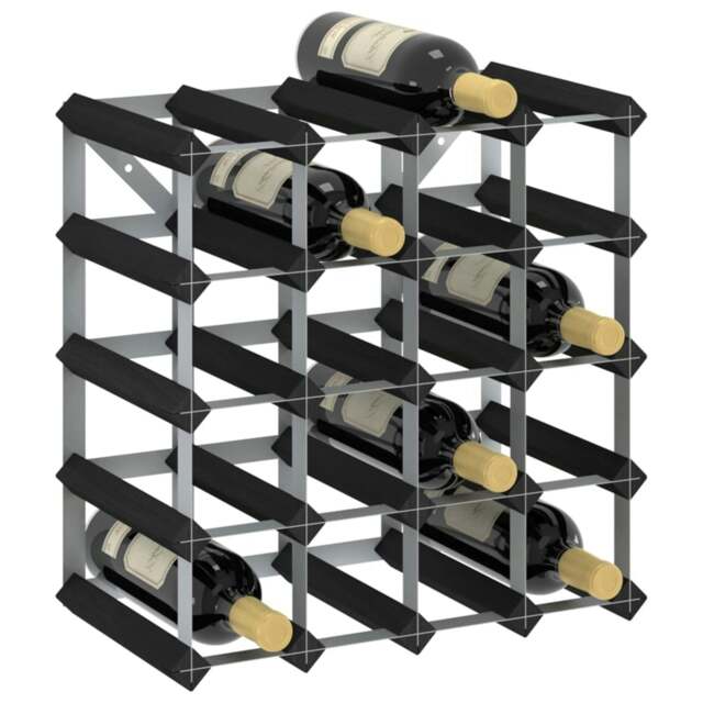 Rackhams Wine Rack for 20 Bottles Black Solid Pine Wood