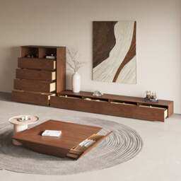Rackhams Lavone Coffee Table With TV Stand Set, Walnut - 80+50CM - No TV Stand - thumbnail 2