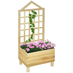 Rackhams Wooden Garden Planters with Trellis for Vine Climbing Plants, Natural - thumbnail 2