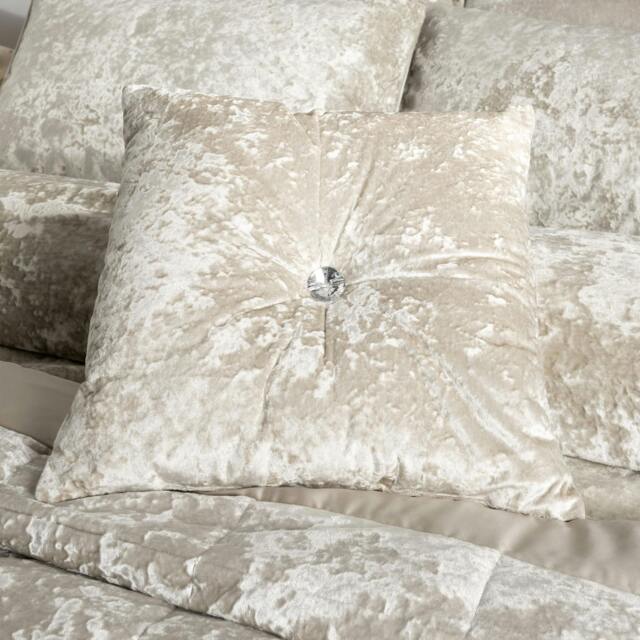 Rackhams Crushed Velvet Filled Cushion - Natural - image 1