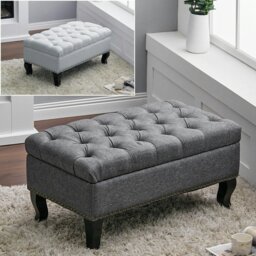 Rackhams 47 Wide  Button Tufted Upholstered Bench - Grey - thumbnail 2
