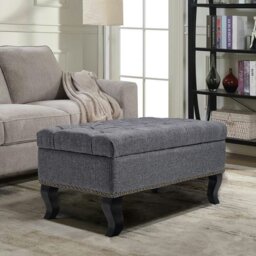 Rackhams 47 Wide  Button Tufted Upholstered Bench - Grey