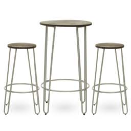 Rackhams District 3 Piece Silver Frame Bar Table Stool Set - thumbnail 1