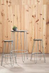 Rackhams District 3 Piece Silver Frame Bar Table Stool Set - thumbnail 5