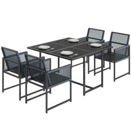 Rackhams Garden Dining Set, Outdoor Table and Chairs with Foldable Backrest - 1 table, 4 chairs - Dark Grey - 120 - thumbnail 2