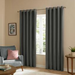 Rackhams The Ultimate Velvet Eyelet Curtains (Pack of 2) - Charcoal - 137cm x 117cm - Charcoal - 100% Polyester - thumbnail 2