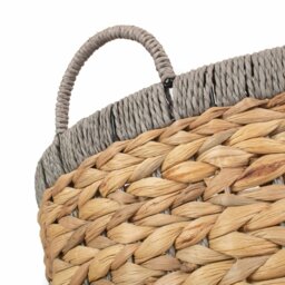 Rackhams Round Water Hyacinth Storage Basket With Grey Rope Border - Small - thumbnail 5