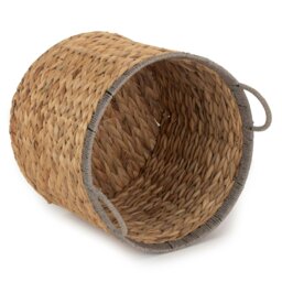 Rackhams Round Water Hyacinth Storage Basket With Grey Rope Border - Small - thumbnail 2