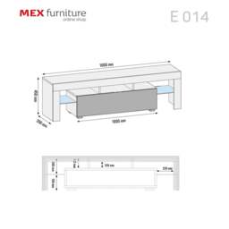 Rackhams Chic 160cm TV Unit – Modern TV Stand Cabinet with White High Gloss Doors and Free LED - 160 cm - 1 -  MDF/Chipboard - thumbnail 5