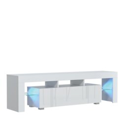Rackhams Chic 160cm TV Unit – Modern TV Stand Cabinet with White High Gloss Doors and Free LED - 160 cm - 1 -  MDF/Chipboard - thumbnail 4