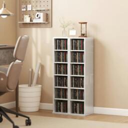 Rackhams Set of 2 CD Storage Units DVD Shelf with Adjustable Shelves - White