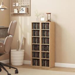 Rackhams Set of 2 CD Storage Units DVD Shelf with Adjustable Shelves - White - thumbnail 2