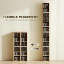 Rackhams Set of 2 CD Storage Units DVD Shelf with Adjustable Shelves - White - thumbnail 6