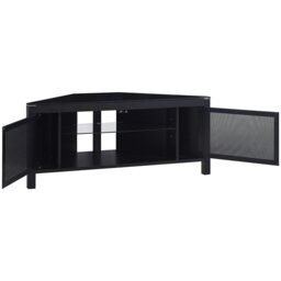 "Rackhams VOLANS Black Tru-Corner Remote Friendly Doors Black/Walnut Reversible Panel Flat Screen TV up to 42"" Corner TV Cabinet" - thumbnail 5