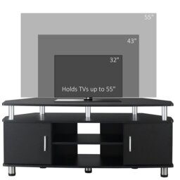 Rackhams TV Unit Cabinet with Storage Shelves Entertainment Center Black - thumbnail 4