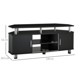 Rackhams TV Unit Cabinet with Storage Shelves Entertainment Center Black - thumbnail 6
