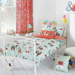 Rackhams Llamarama Duvet Cover Set - Multicolour - Toddler (120x150cm) - Multicolour - 52% Polyester/48% Cotton