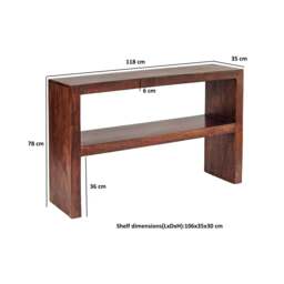 Rackhams Maxen Mango Console Table with Shelf - Wood - 1 - 118x35x78CM WXDXH - thumbnail 3
