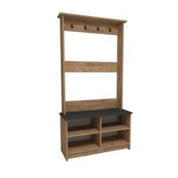Rackhams Amelia Modern Hallways Coat Rack with 4 Shelves & Metal Hooks - Atlantic Pine - Anthracite - thumbnail 1