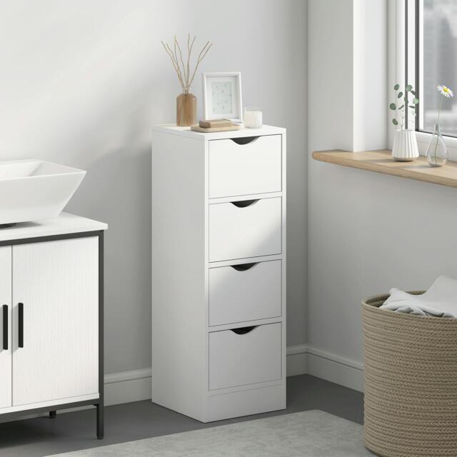 Rackhams 4-Drawer Bathroom Cabinet, Freestanding Narrow Cabinet, White - Bathroom cabinet - 1 - 29W x 29D x 83H cm - image 1