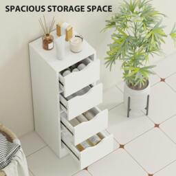 Rackhams 4-Drawer Bathroom Cabinet, Freestanding Narrow Cabinet, White - Bathroom cabinet - 1 - 29W x 29D x 83H cm - thumbnail 4