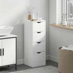 Rackhams 4-Drawer Bathroom Cabinet, Freestanding Narrow Cabinet, White - Bathroom cabinet - 1 - 29W x 29D x 83H cm - thumbnail 1