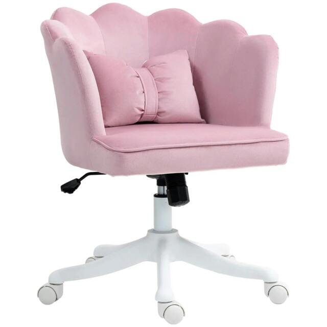 Rackhams Velvet-Feel Petal Back Office Chair - Pink