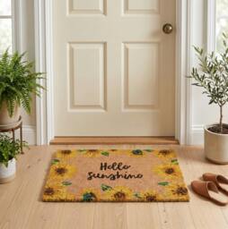 Rackhams Sunflower Hello Sunshine Natural Coir Welcome Doormat - thumbnail 1