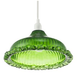 Rackhams Modern Green Line Ribbed Glass Pendant Light Shade with Moulded Edge - thumbnail 5