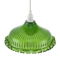 Rackhams Modern Green Line Ribbed Glass Pendant Light Shade with Moulded Edge - thumbnail 3