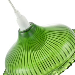 Rackhams Modern Green Line Ribbed Glass Pendant Light Shade with Moulded Edge - thumbnail 4