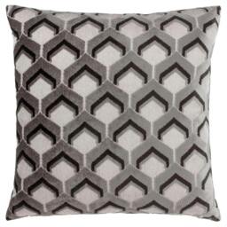Rackhams Ledbury Jacquard Cushion Cover - Grey/Black - 45cm x 45cm - Grey/Black - 100% Polyester - thumbnail 1